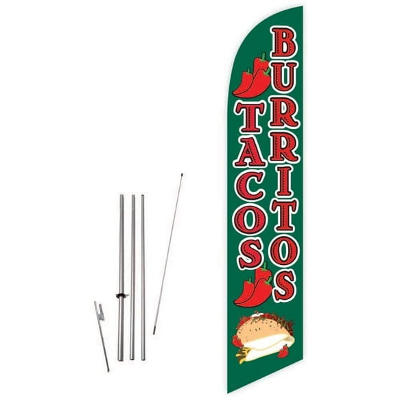 2 Swooper Flutter Feather Flags plus 2 Poles & Ground Spikes TACOS Cartoon Red Yellow 2 Swooper Flutter Feather Flags plus 2 Poles & Ground Spikes TACOS Cartoon Red Yellow